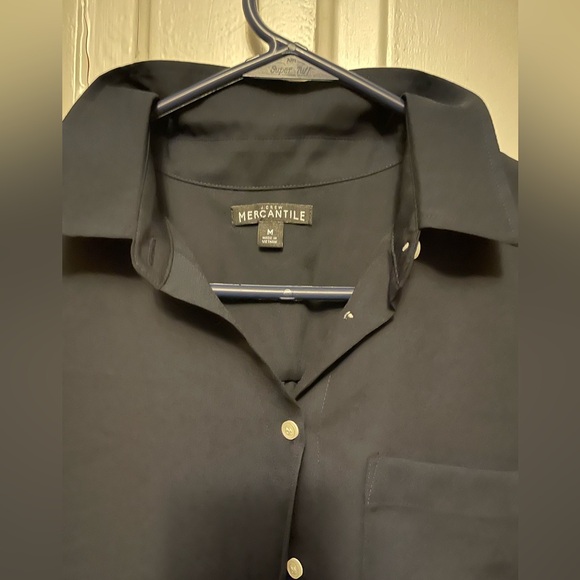 Jcrew Navy Button-Up Tie Front Shirt NWOT - Picture 2 of 8